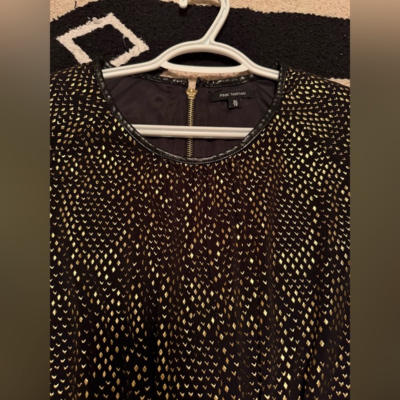 Pink Tartan Black and Gold Patterned Dress - Picture 4 of 9